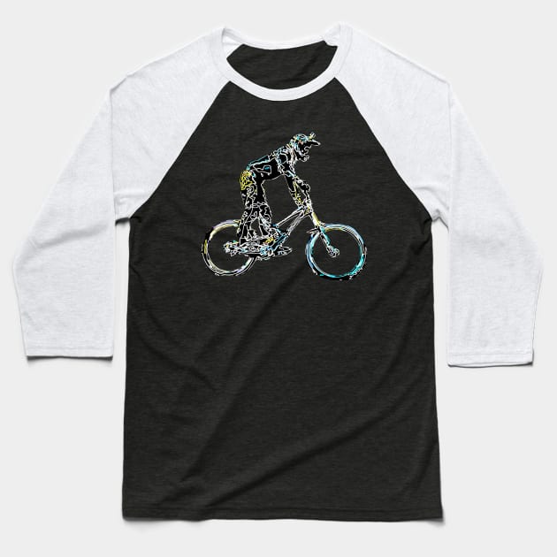 mtb downhill Baseball T-Shirt by rickylabellevie